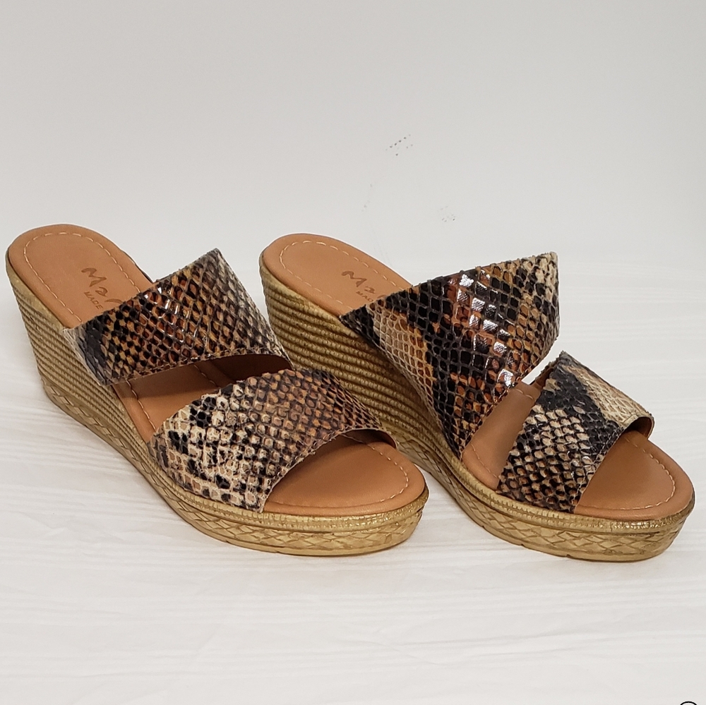 Mariella Snakeskin Wedge Sandals